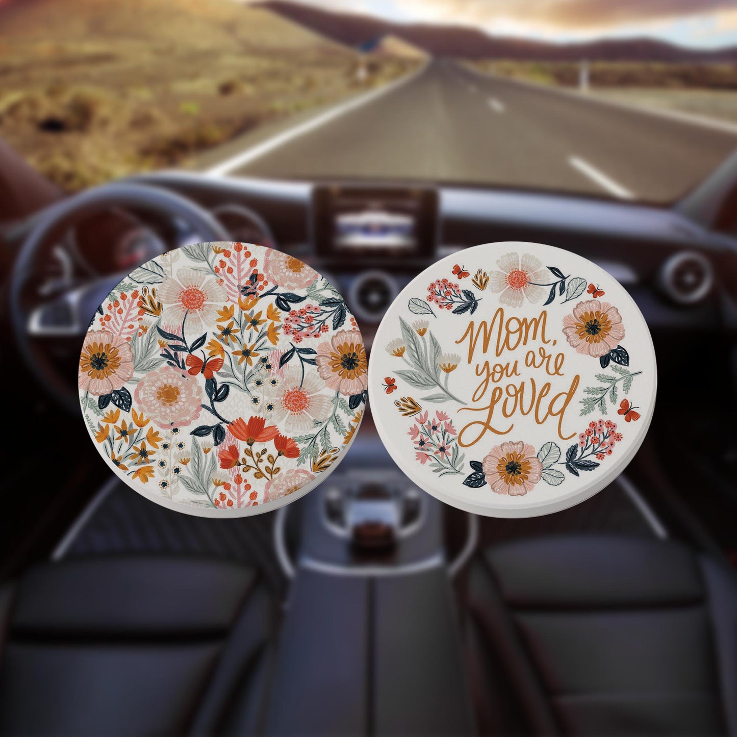 Car Coaster 2-Pack Kalia Lane-Pretty Things Pattern & Loved