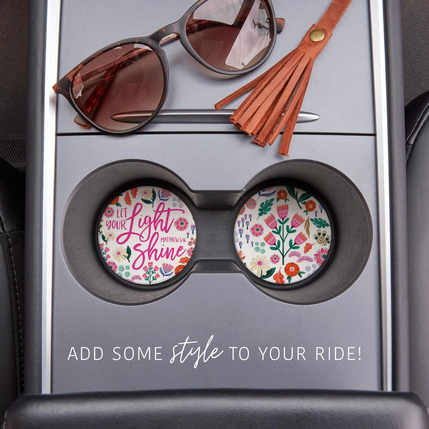 Car Coaster 2-Pack Kalia Lane-Radiant Hope Let Your Light Shine -1