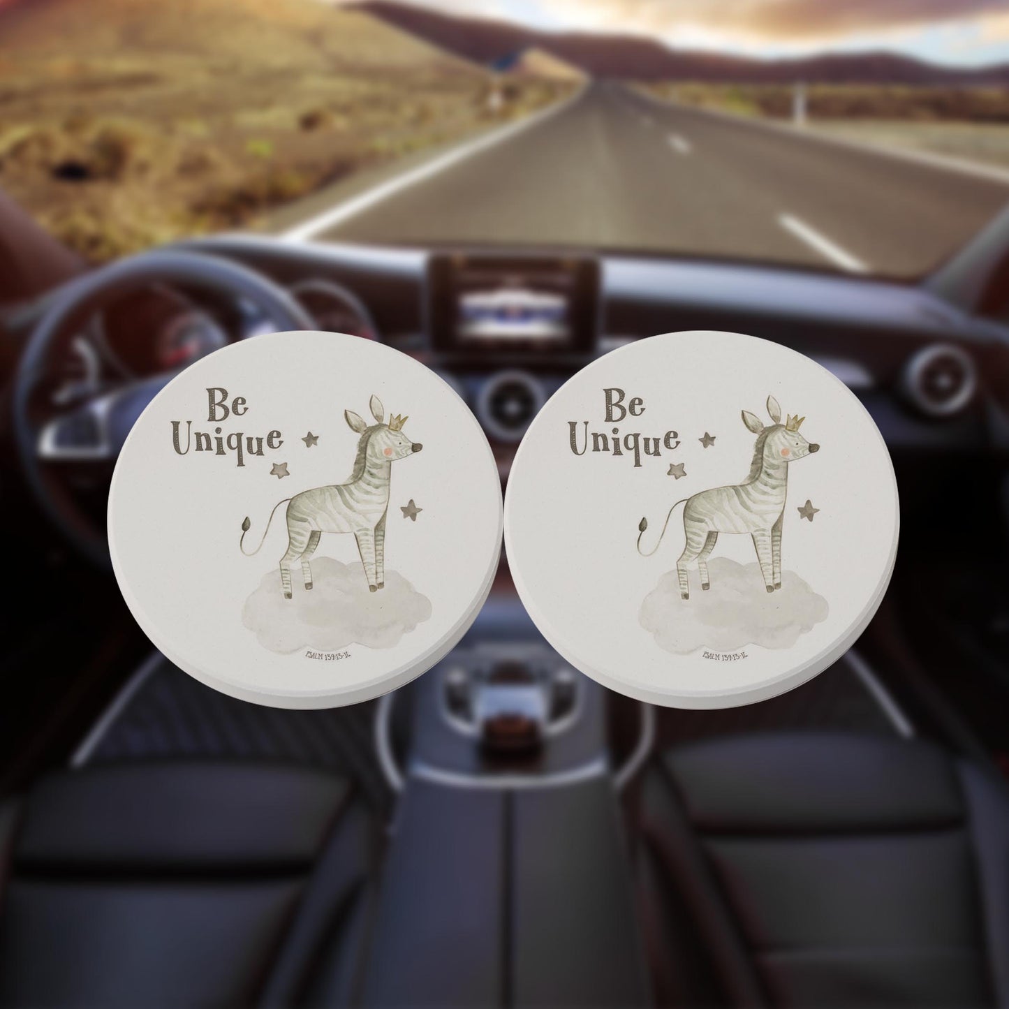 Car Coaster 2-Pack Kalia Lane-Be Unique Zebra White Background