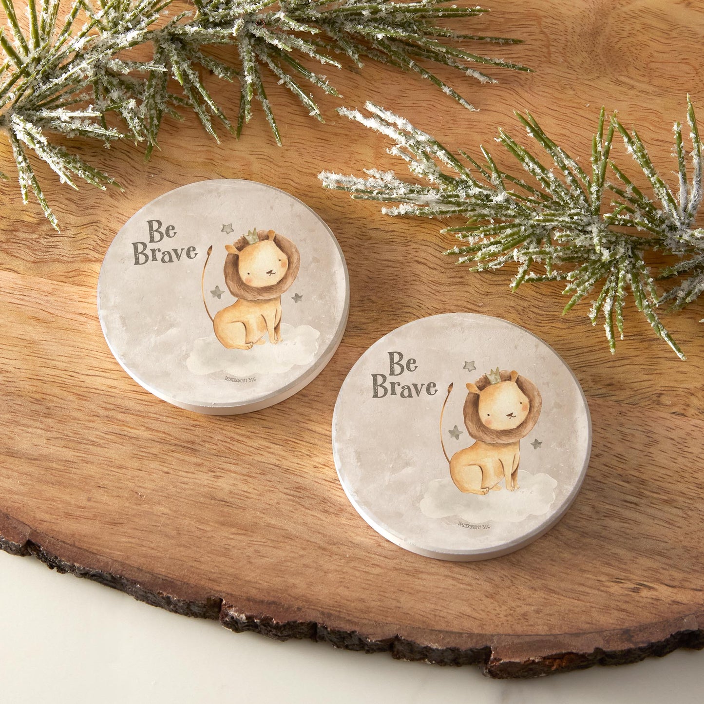 Car Coaster 2-Pack Kalia Lane-Be Brave Lion Painted Background