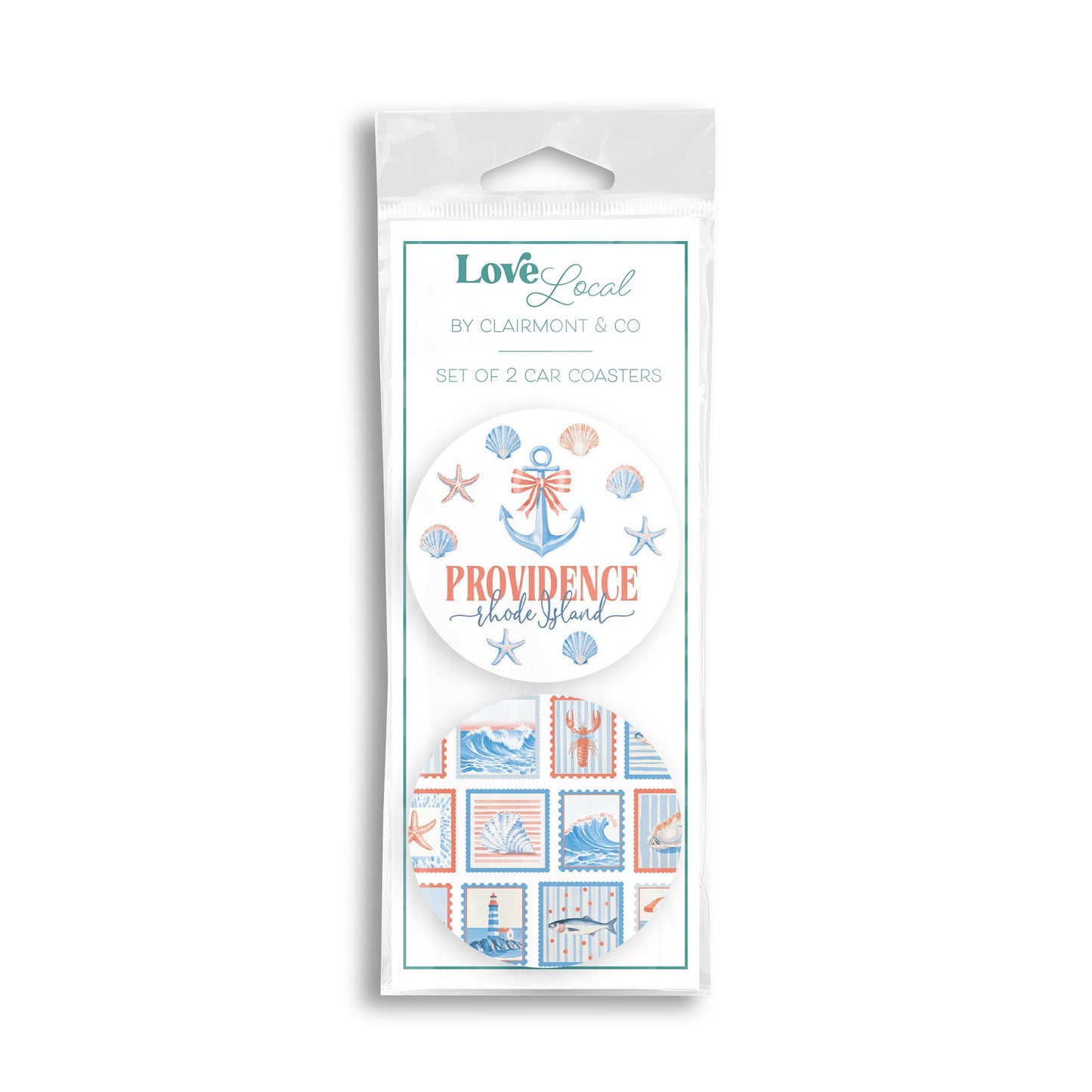 Car Coaster 2-Pack Love Local-Love+Local New England Tides -0