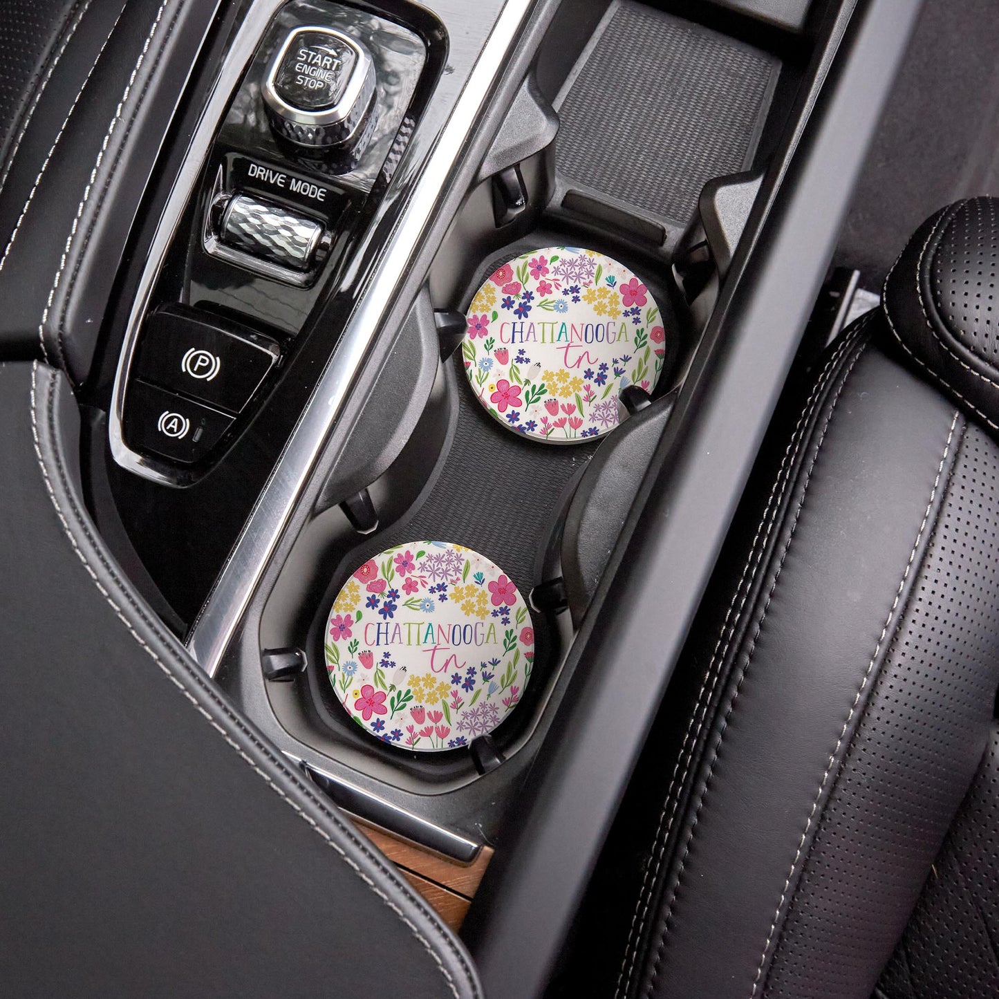 Car Coaster 2-Pack Love Local-Flower Confetti City & State -4