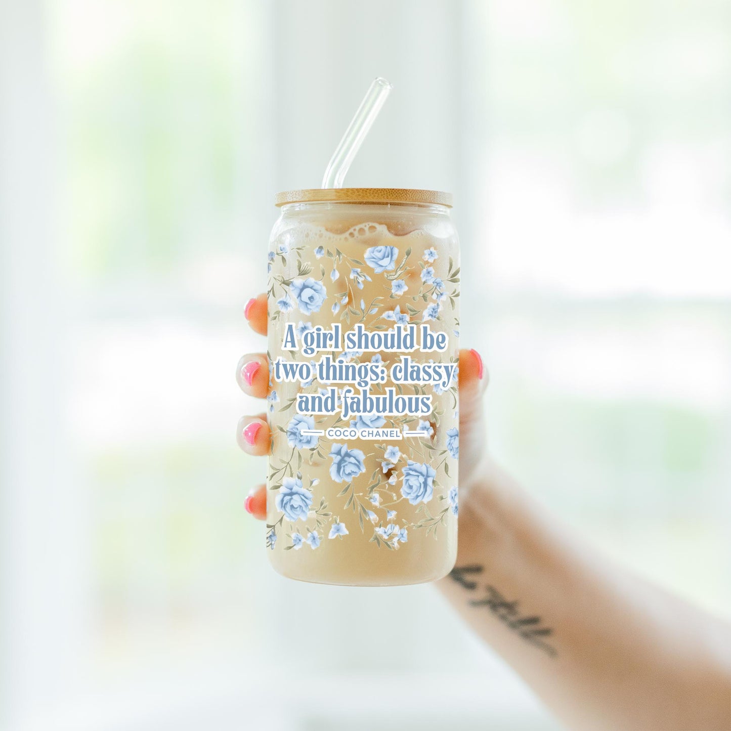 16oz Cold Brew Glass-Chinoiserie Chic Classy & Fabulous