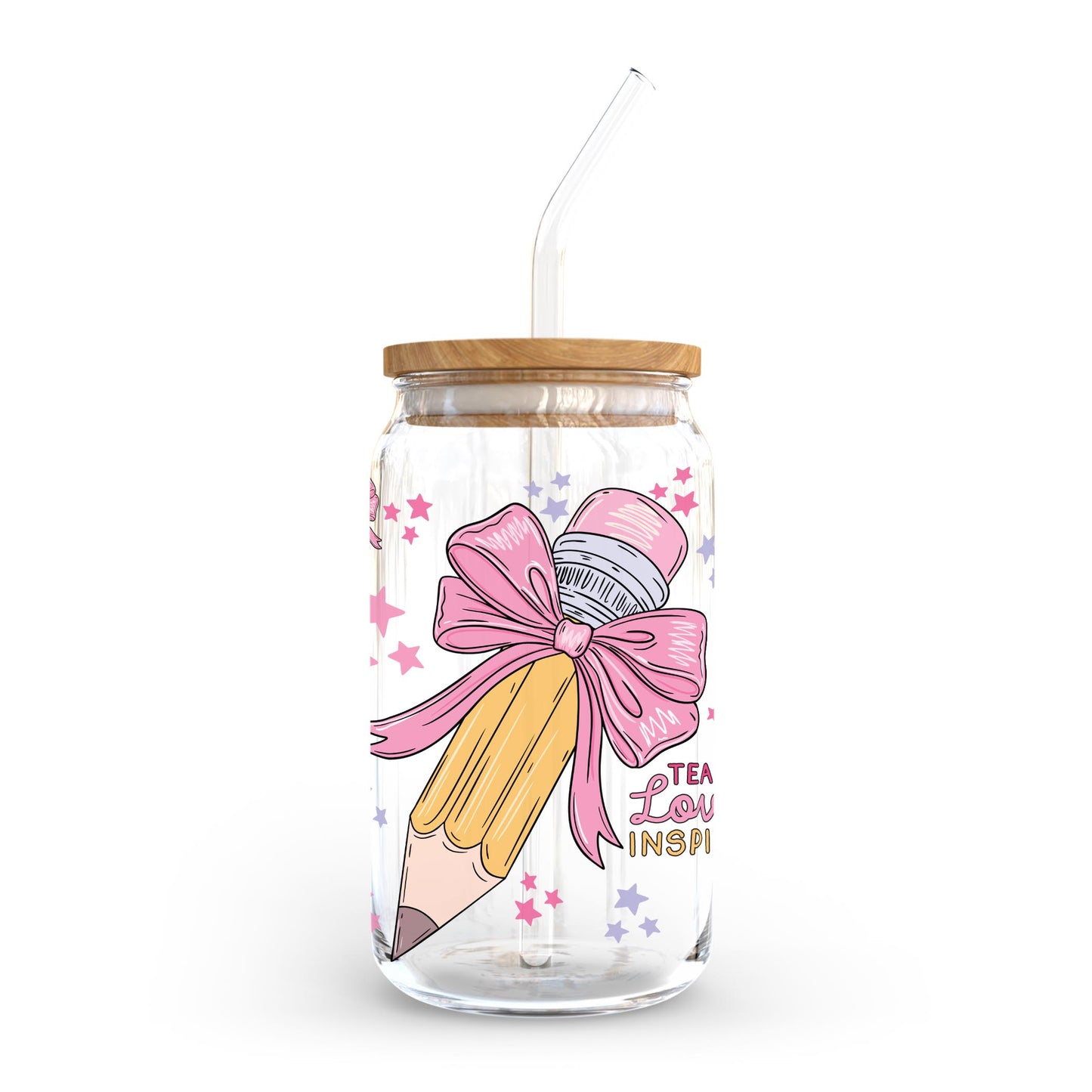 16oz Cold Brew Glass-Classroom Coquette Teach Love Inspire -0