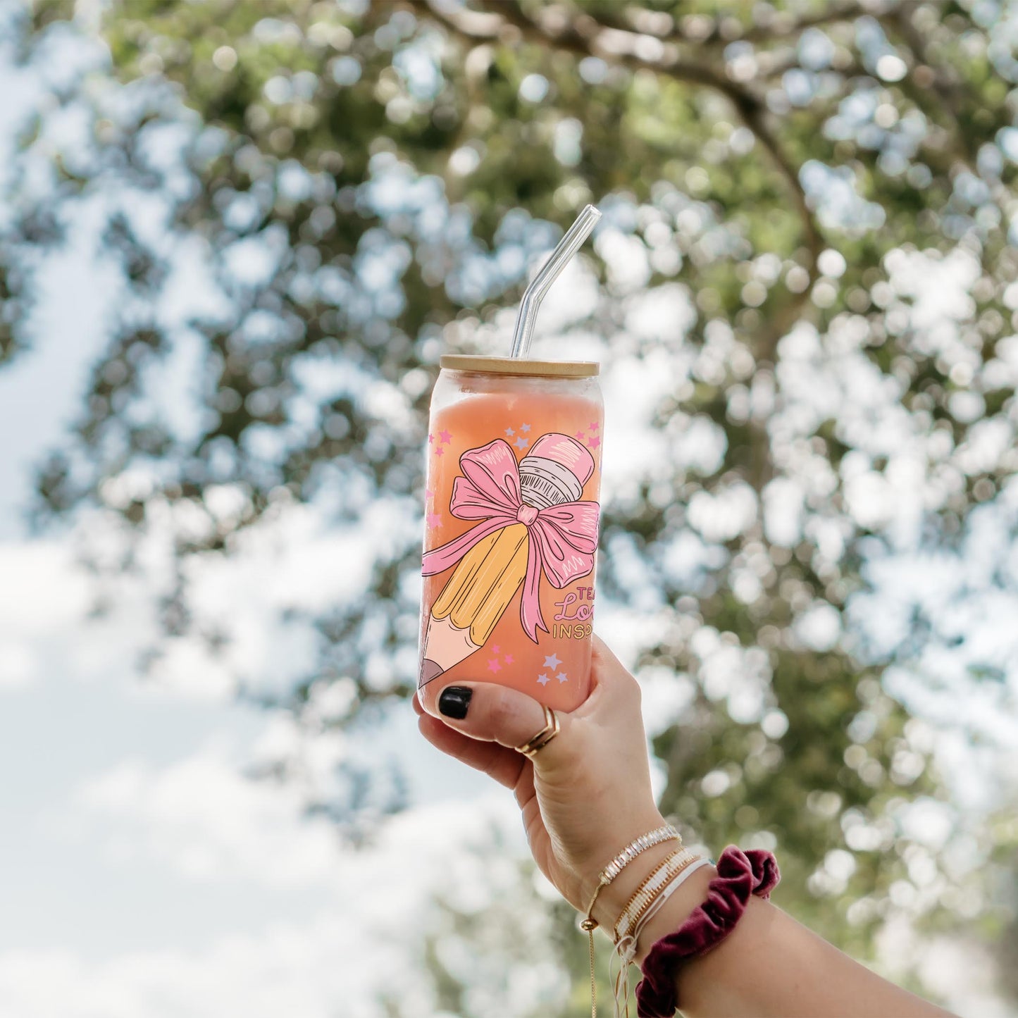 16oz Cold Brew Glass-Classroom Coquette Teach Love Inspire -2