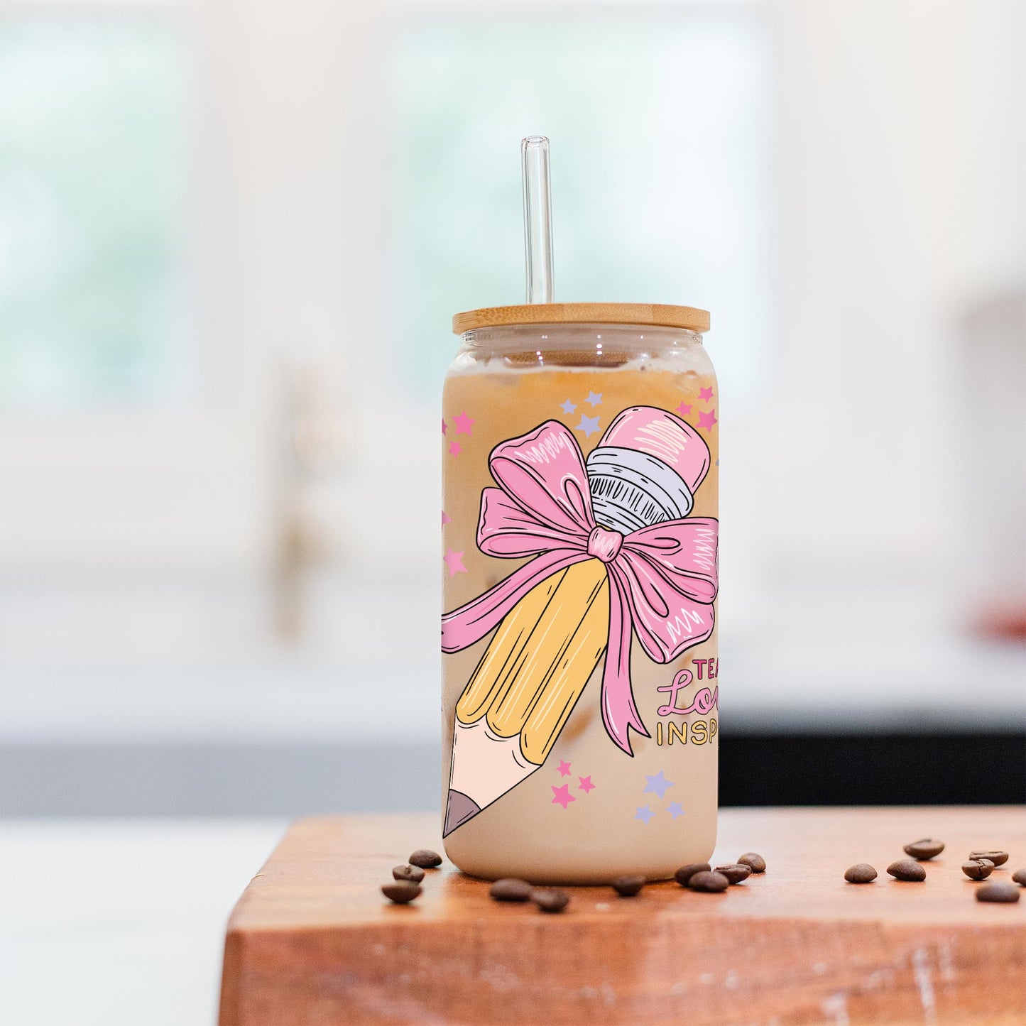 16oz Cold Brew Glass-Classroom Coquette Teach Love Inspire -5