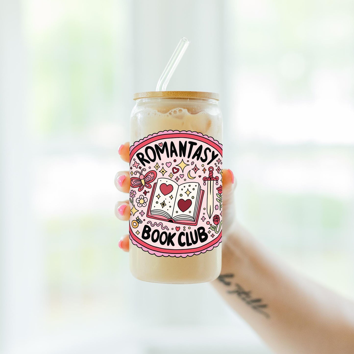 16oz Cold Brew Glass-Romantasy Book Club -7