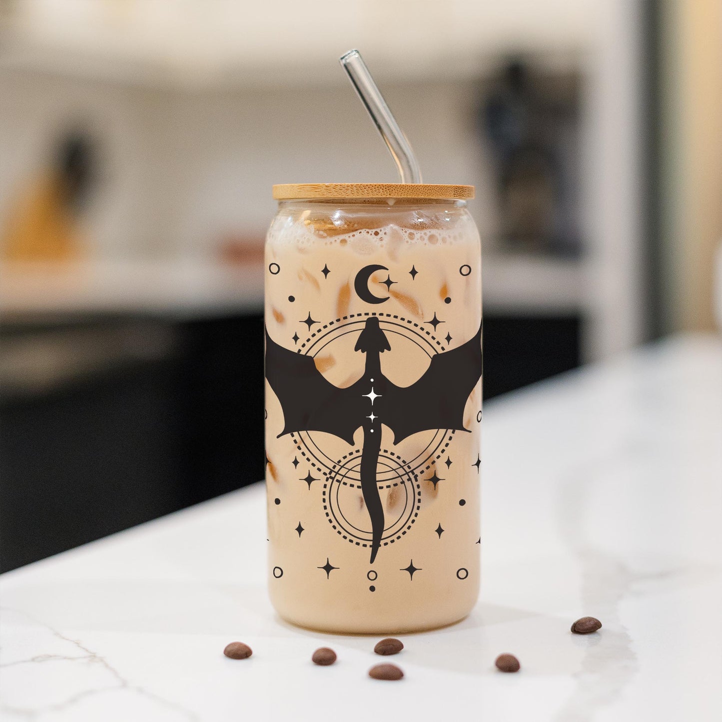16oz Cold Brew Glass-Dragon Moon -1