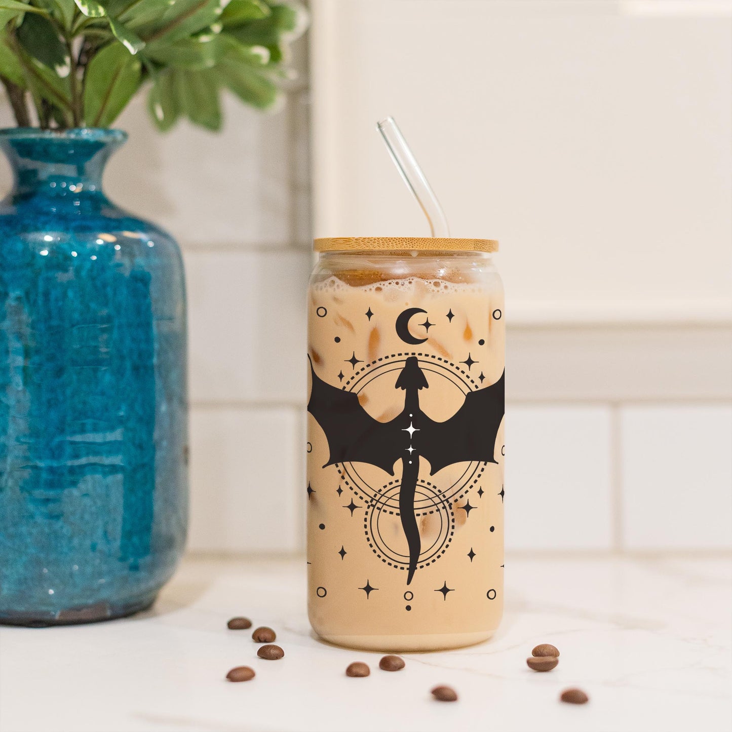 16oz Cold Brew Glass-Dragon Moon -3