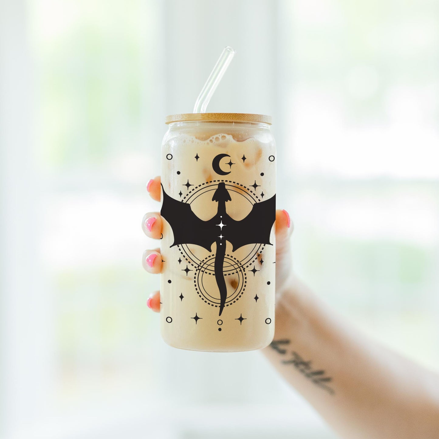 16oz Cold Brew Glass-Dragon Moon -7
