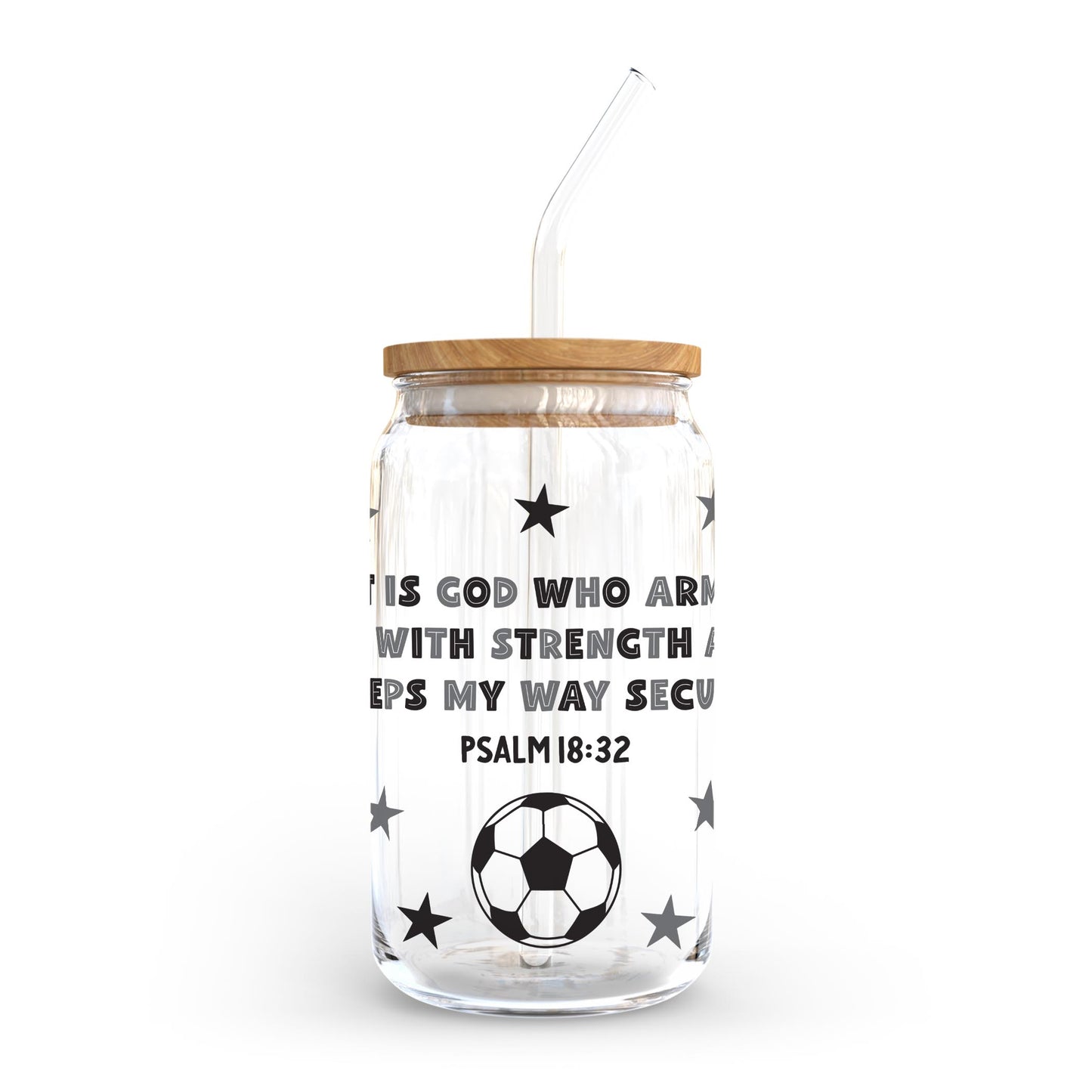 16oz Cold Brew Glass-It Is God Soccer Grey & Black