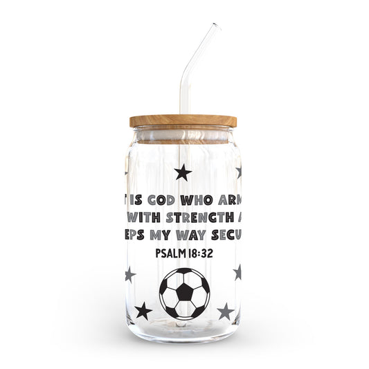 16oz Cold Brew Glass-It Is God Soccer Grey & Black