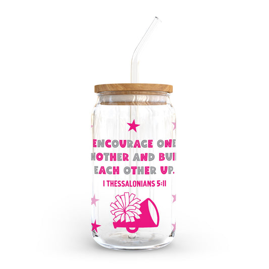 16oz Cold Brew Glass-Encourage One Another Pink & Grey