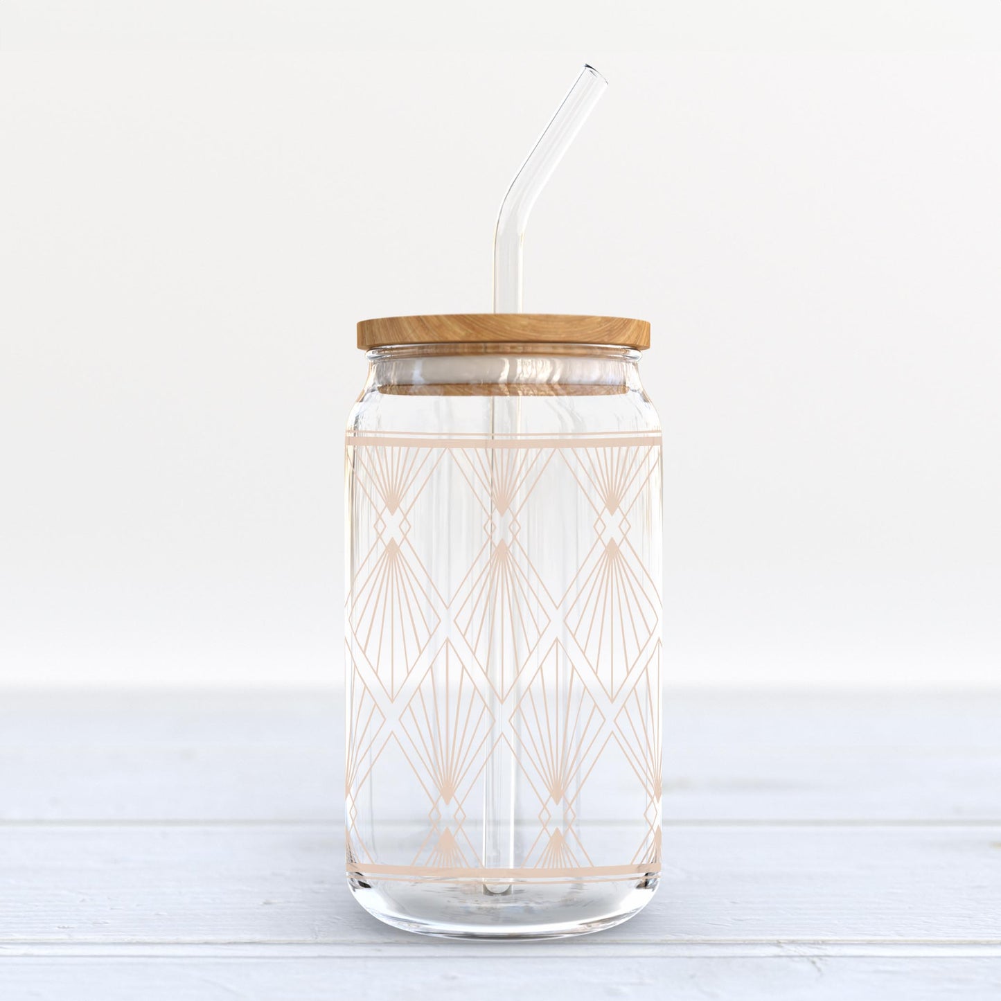16oz Cold Brew Glass-Art Deco Diamond Pattern -6