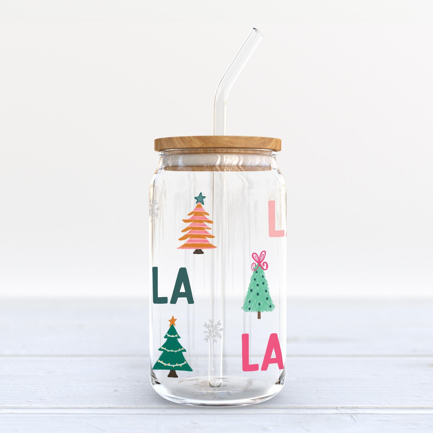 16oz Cold Brew Glass-Whimsy Wonderland Bright Fa La La