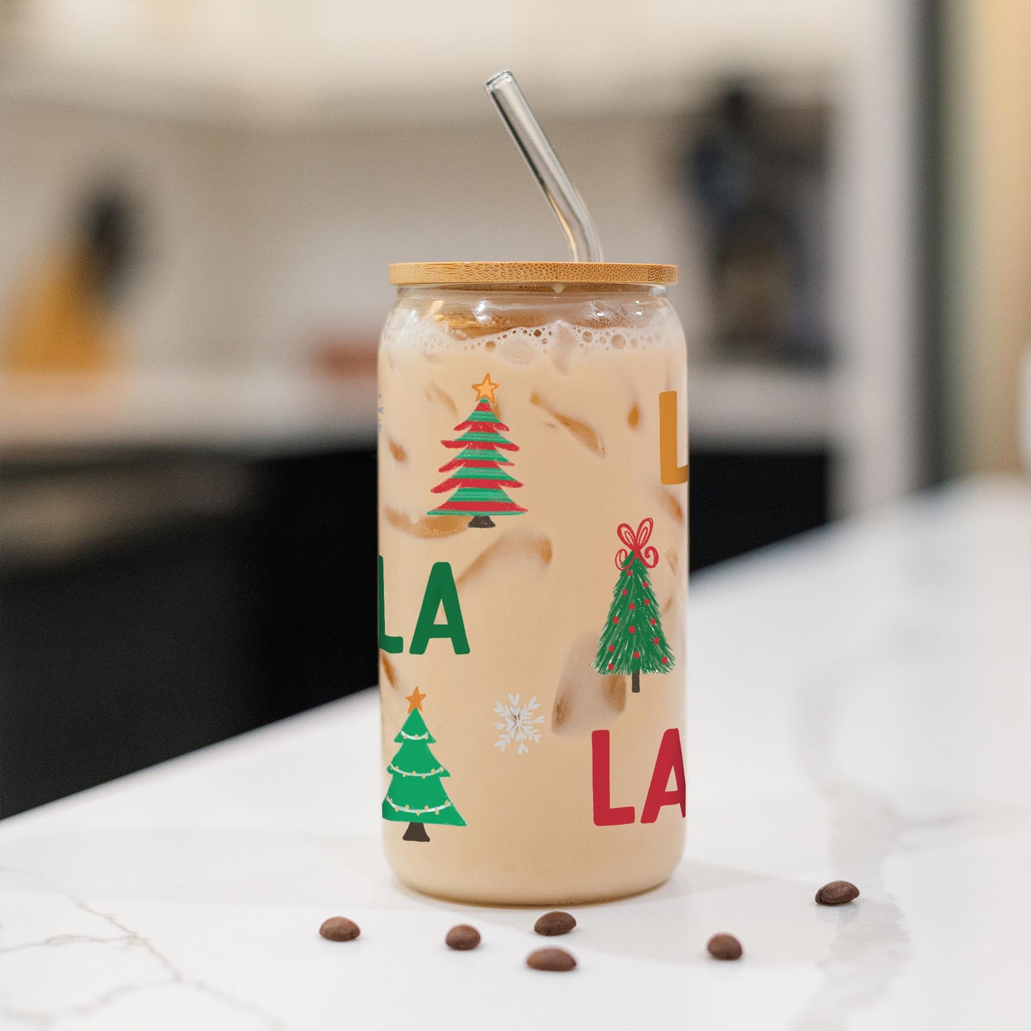 16oz Cold Brew Glass-Whimsy Wonderland Traditional Fa La La