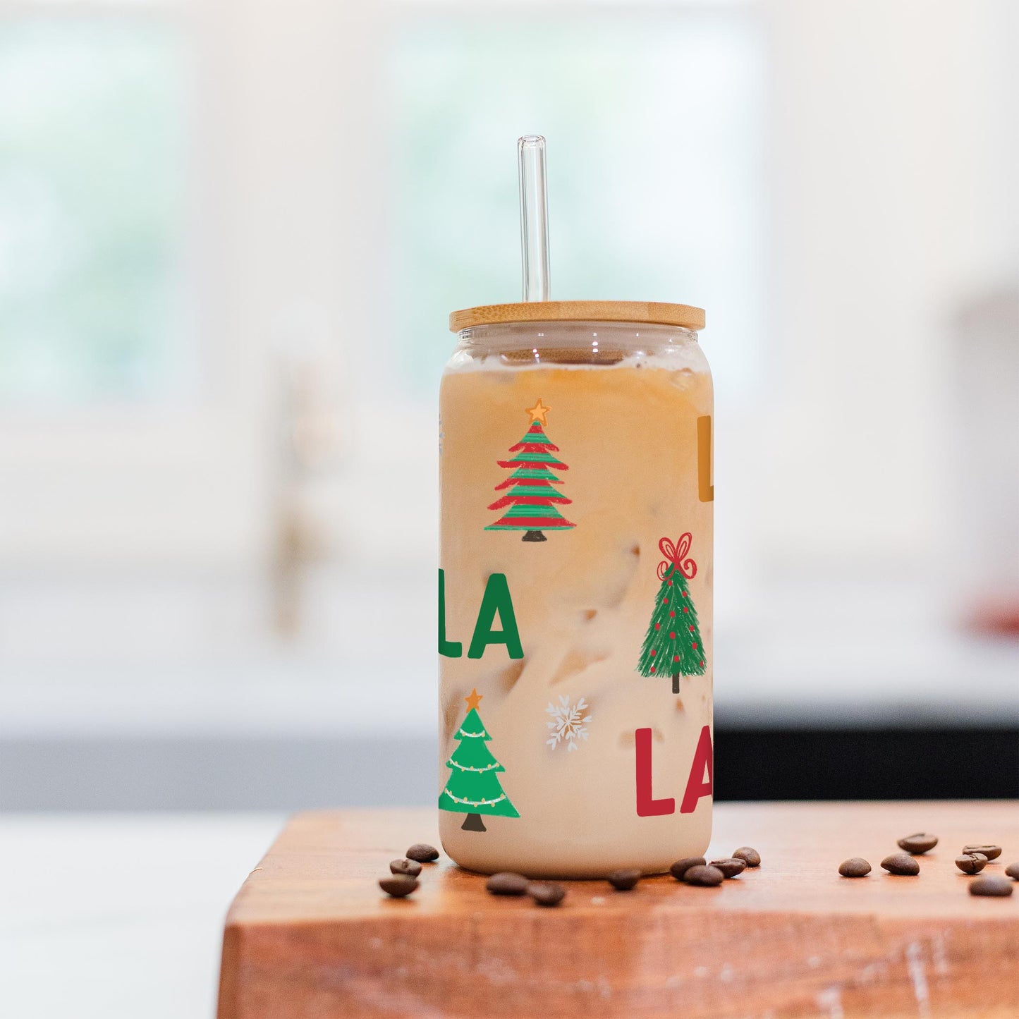16oz Cold Brew Glass-Whimsy Wonderland Traditional Fa La La