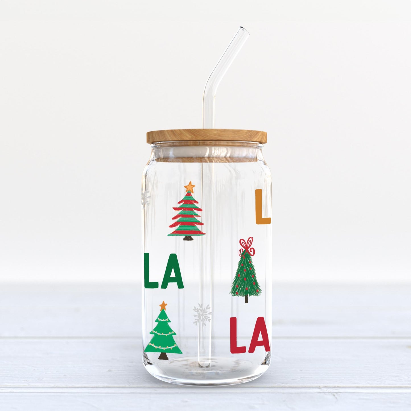 16oz Cold Brew Glass-Whimsy Wonderland Traditional Fa La La