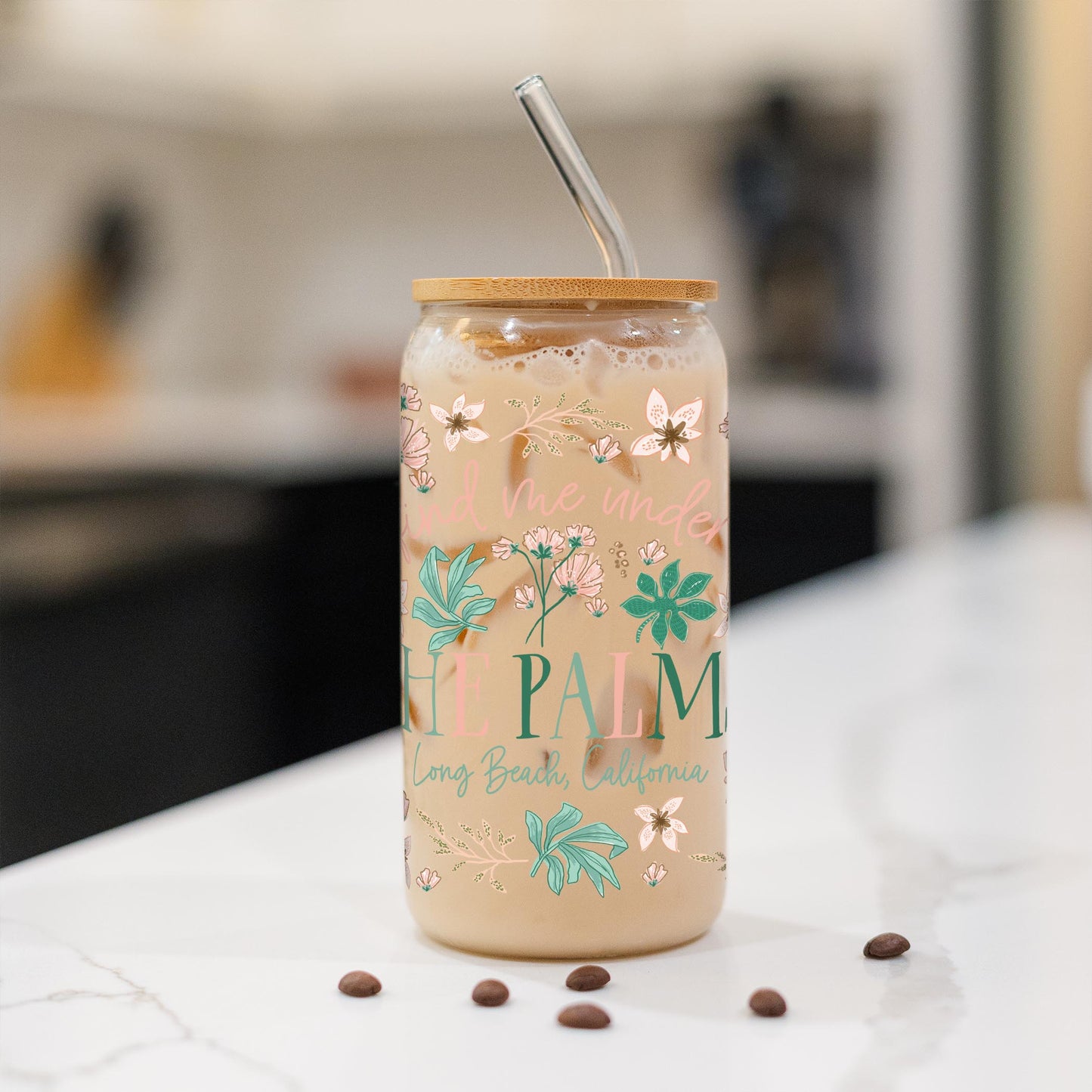 16oz Cold Brew Glass-Love+Local Lush Tropics -1