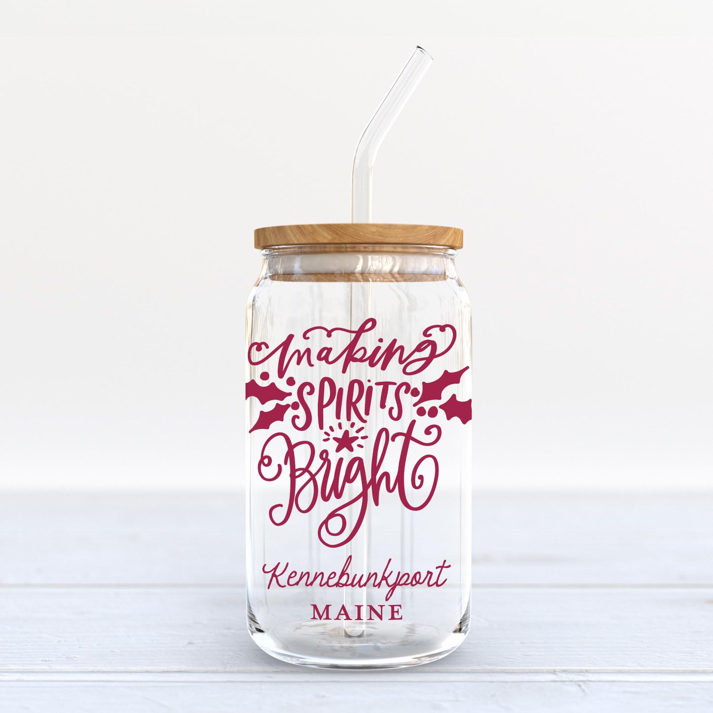 16oz Cold Brew Glass-Love + Local Winterberry -3