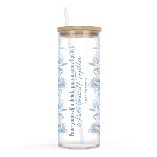24oz Cold Brew Glass-Chinoiserie Chic Pull Yourself Together