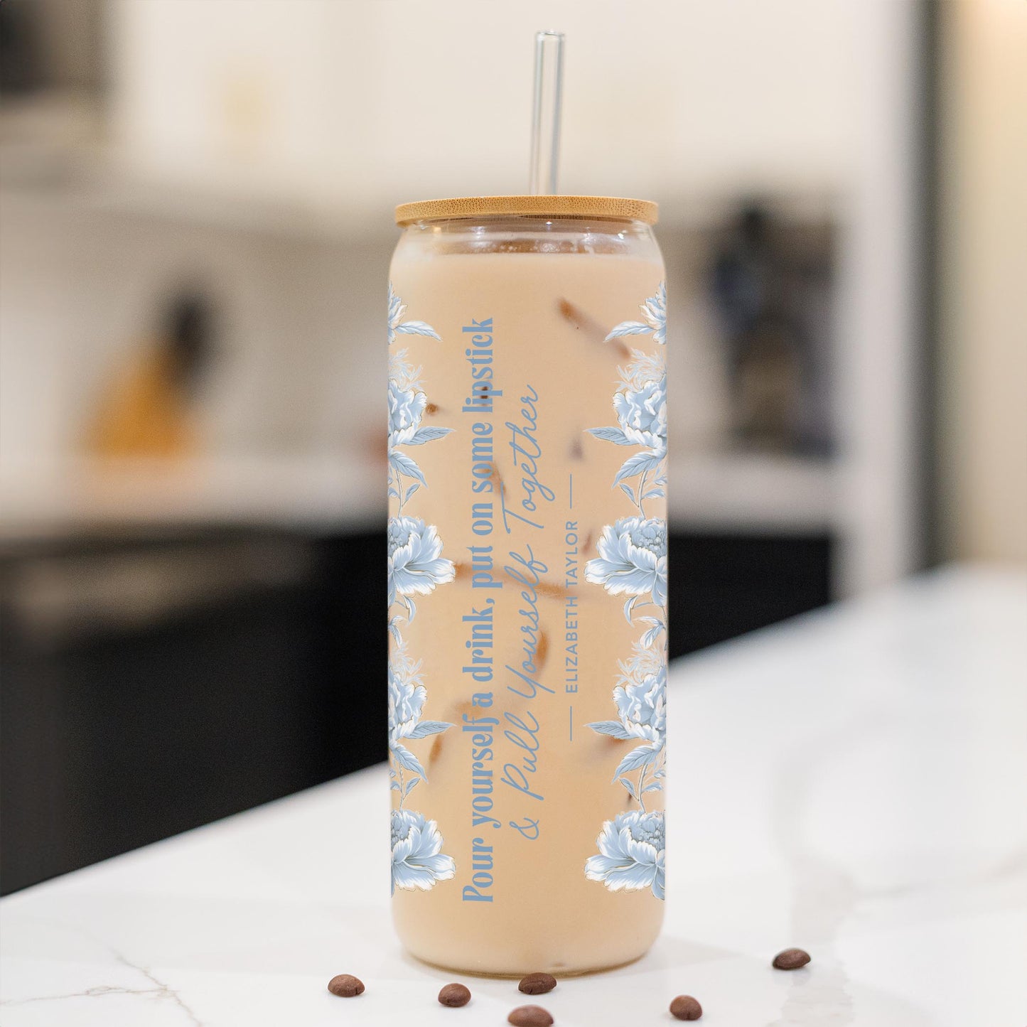 24oz Cold Brew Glass-Chinoiserie Chic Pull Yourself Together