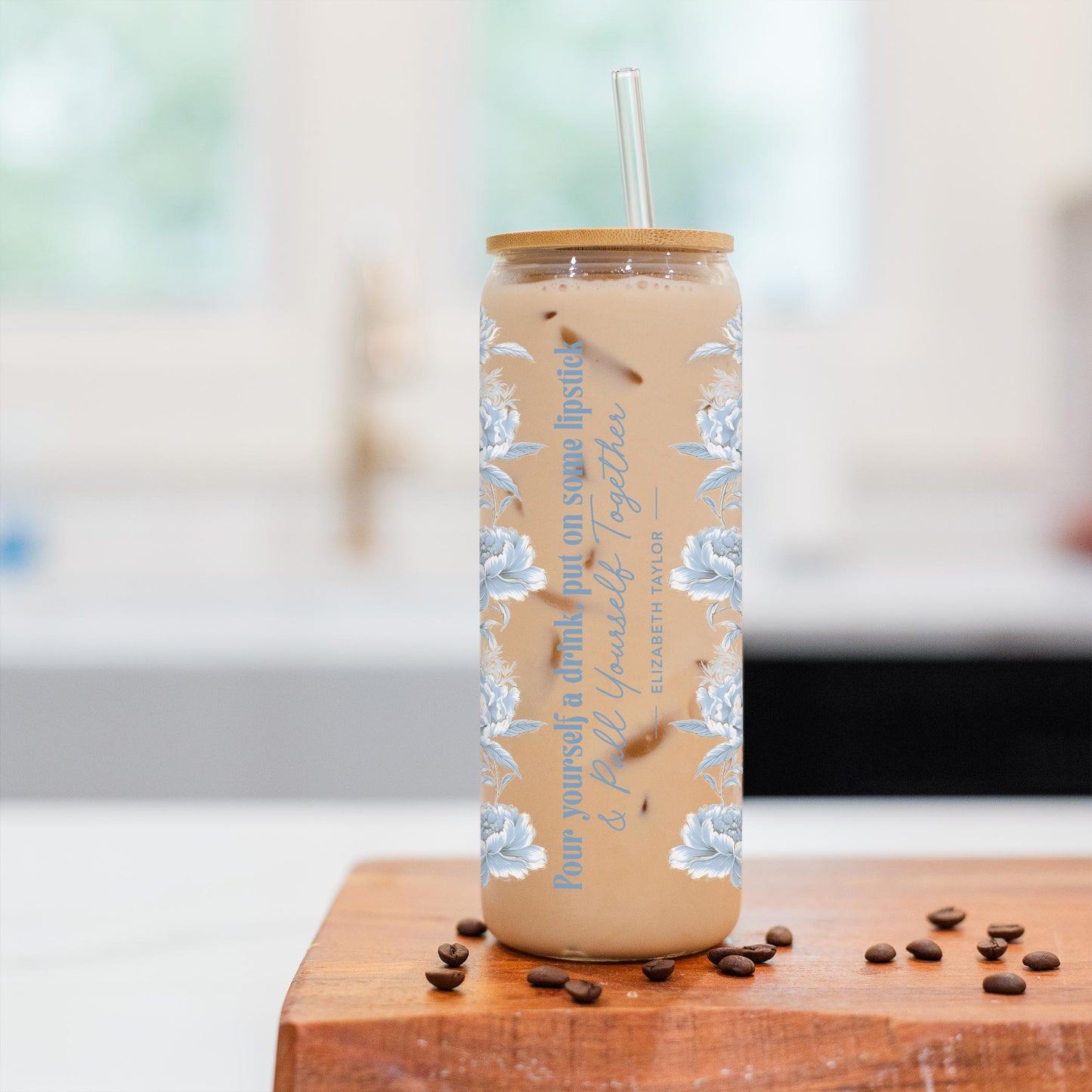 24oz Cold Brew Glass-Chinoiserie Chic Pull Yourself Together