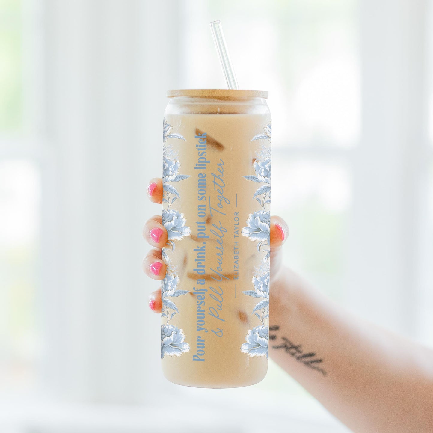 24oz Cold Brew Glass-Chinoiserie Chic Pull Yourself Together