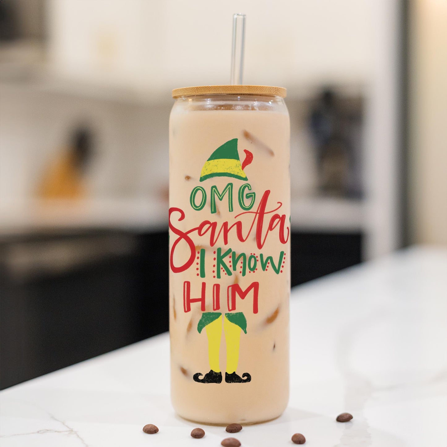 24oz Cold Brew Glass-OMG Santa I Know Him