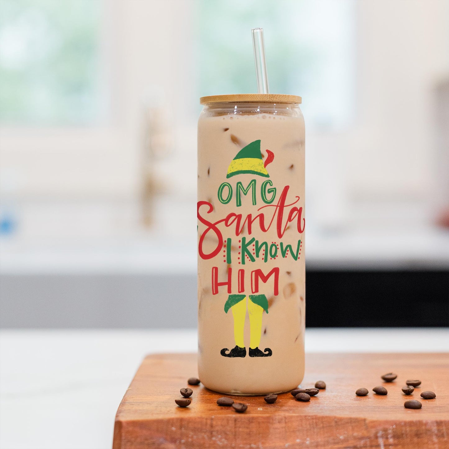 24oz Cold Brew Glass-OMG Santa I Know Him