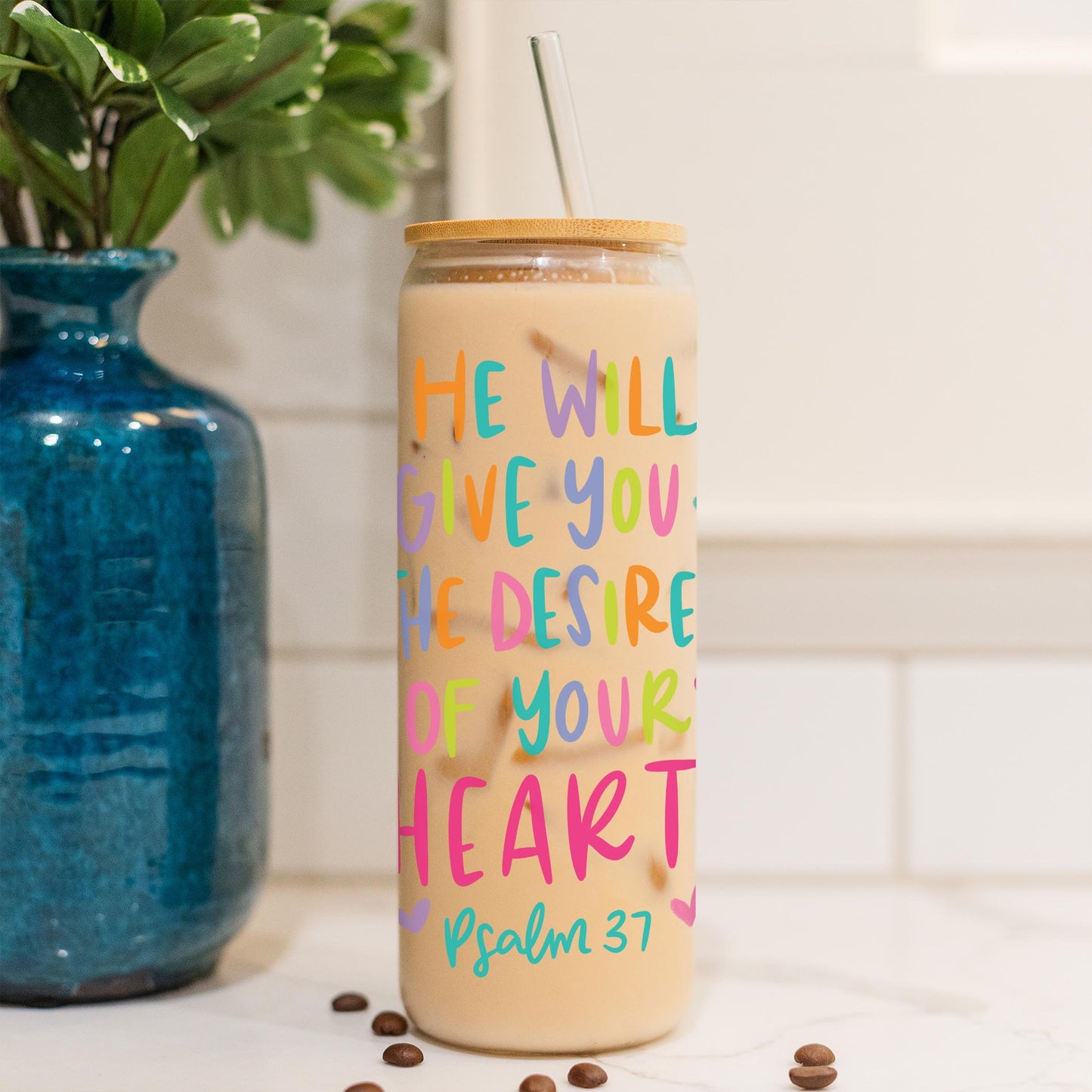 24oz Cold Brew Glass-Psalm 37 The Desires of Your Heart -4