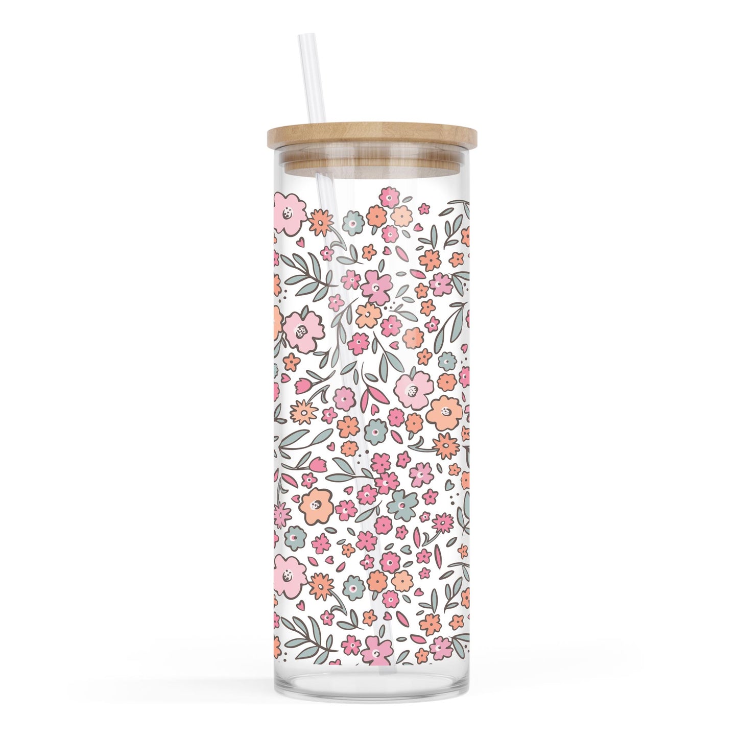 24oz Cold Brew Glass-Floral Pattern