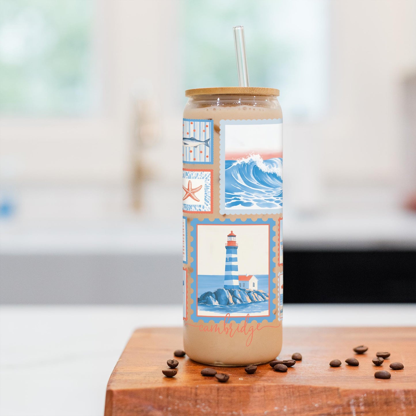 24oz Cold Brew Glass-Love+Local New England Tides -2