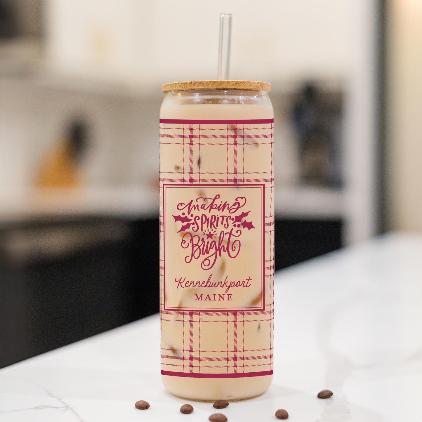 24oz Cold Brew Glass-Love + Local Winterberry -1