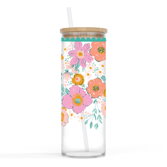 24oz Insulated Glass Cup - Kalia Floral