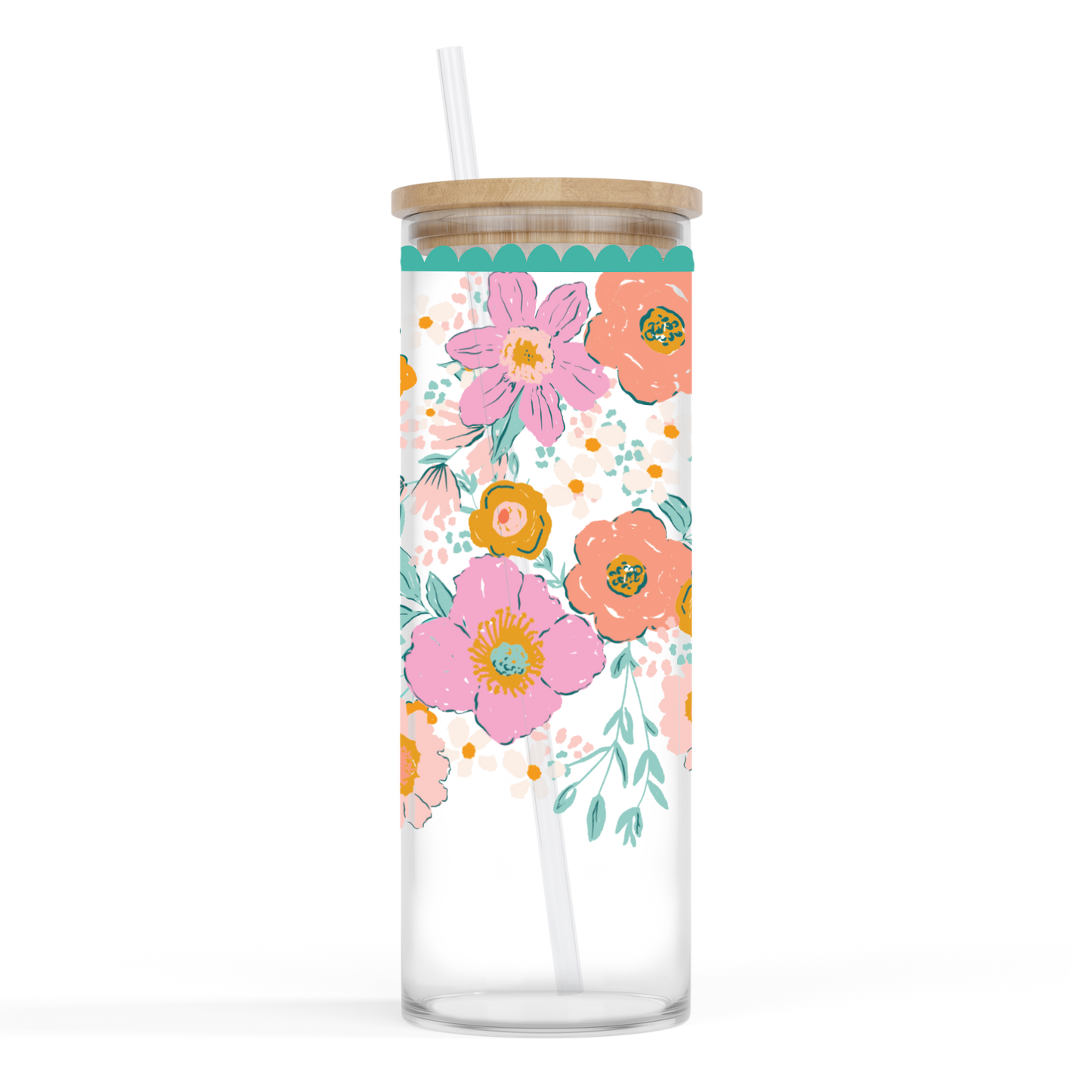 24oz Insulated Glass Cup - Kalia Floral