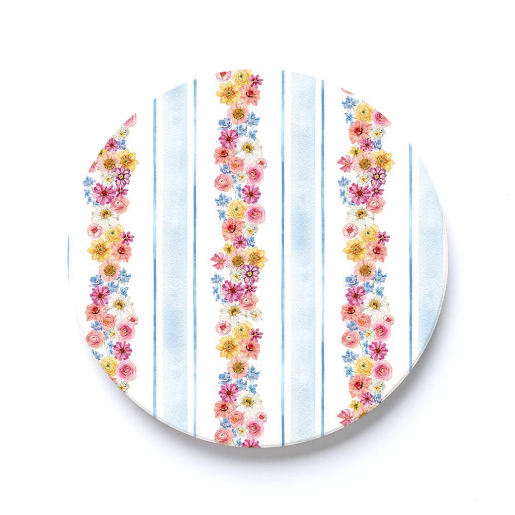 Car Coaster-Fantasy Garden Flower Stripes -0