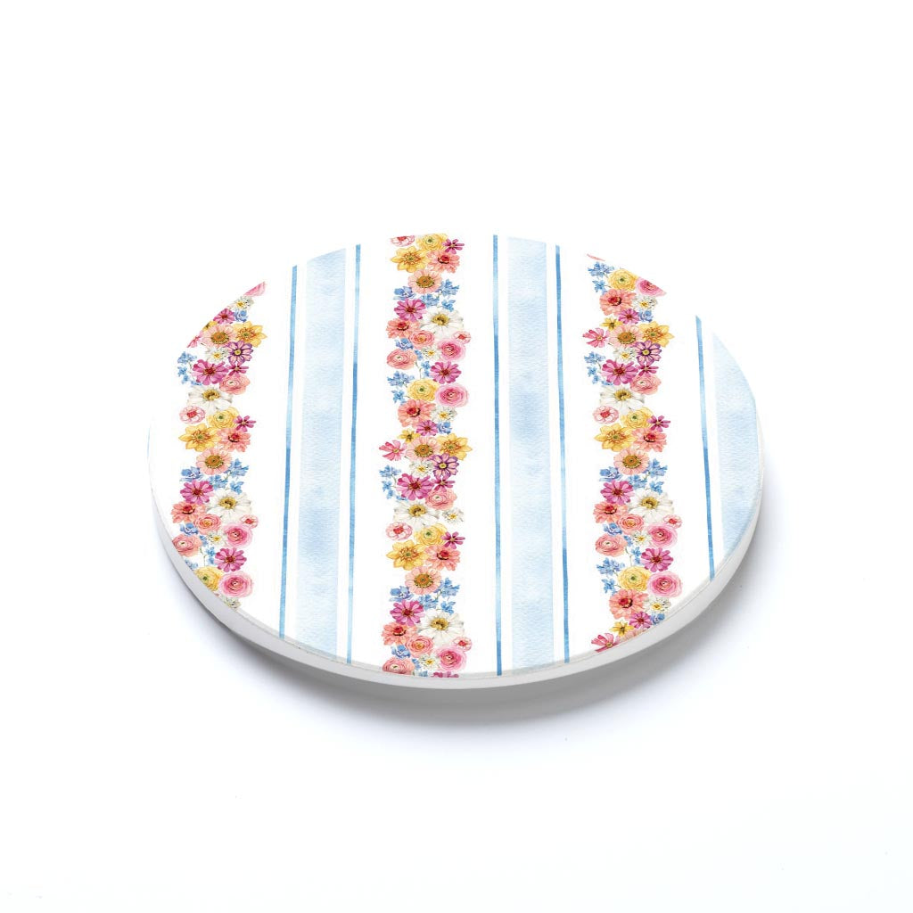 Car Coaster-Fantasy Garden Flower Stripes -1