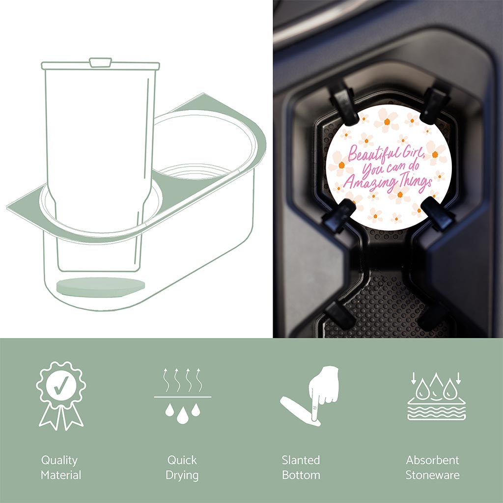 Car Coaster-Kalia Floral Beautiful Girl