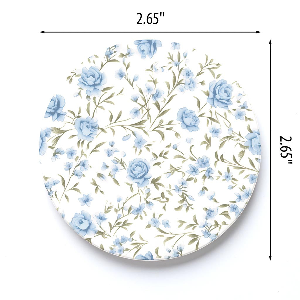 Car Coaster-Chinoiserie Chic Rose Floral Pattern