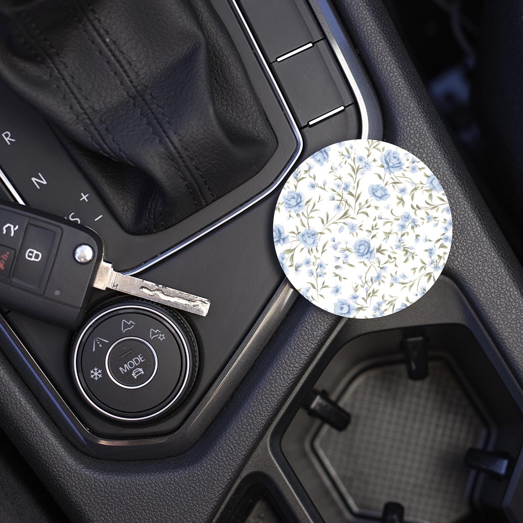 Car Coaster-Chinoiserie Chic Rose Floral Pattern