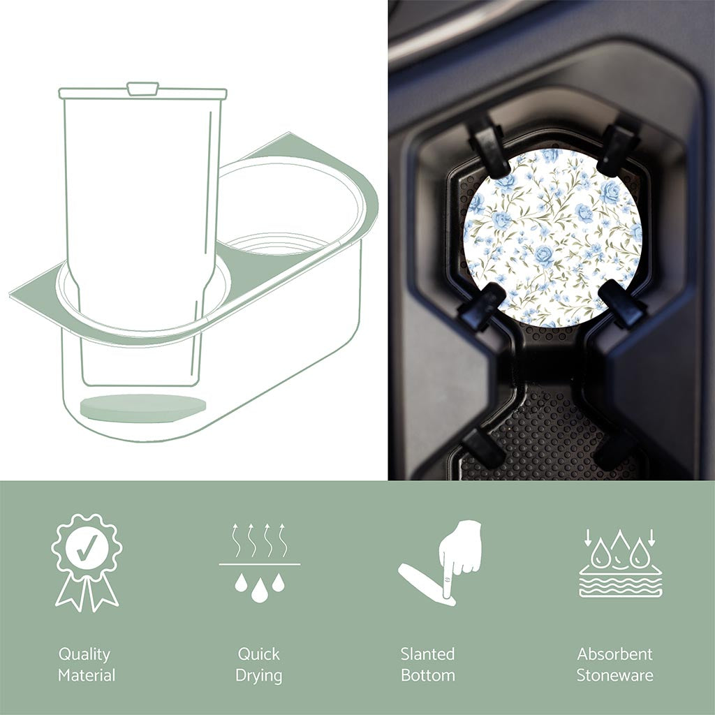 Car Coaster-Chinoiserie Chic Rose Floral Pattern