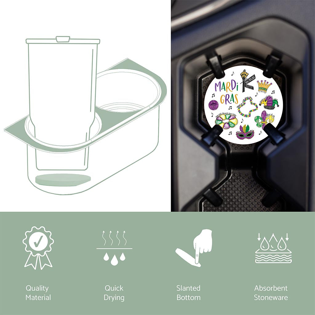 Car Coaster-Mardi Gras Icons