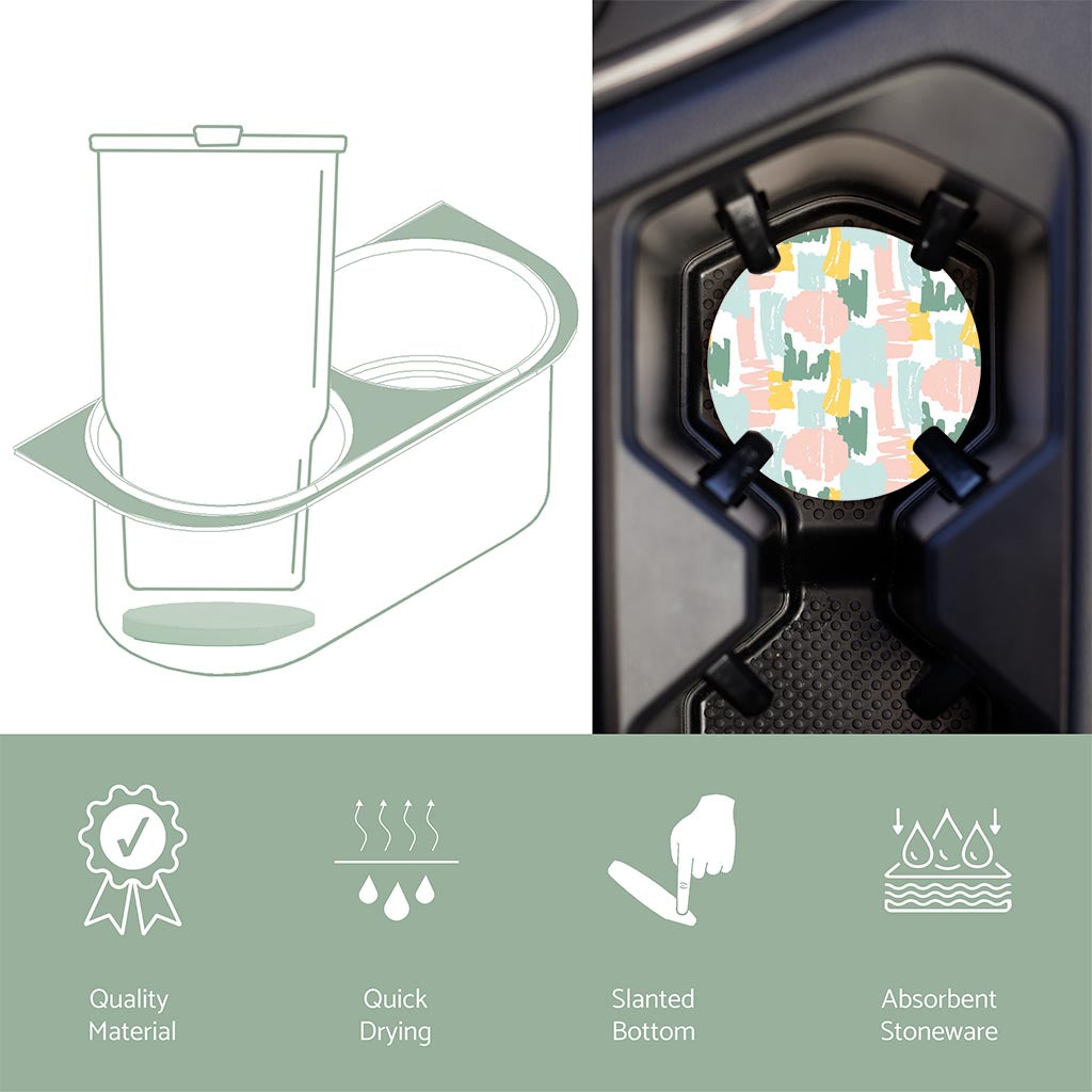 Car Coaster-Retro Painted Swatch Pattern 1 -6