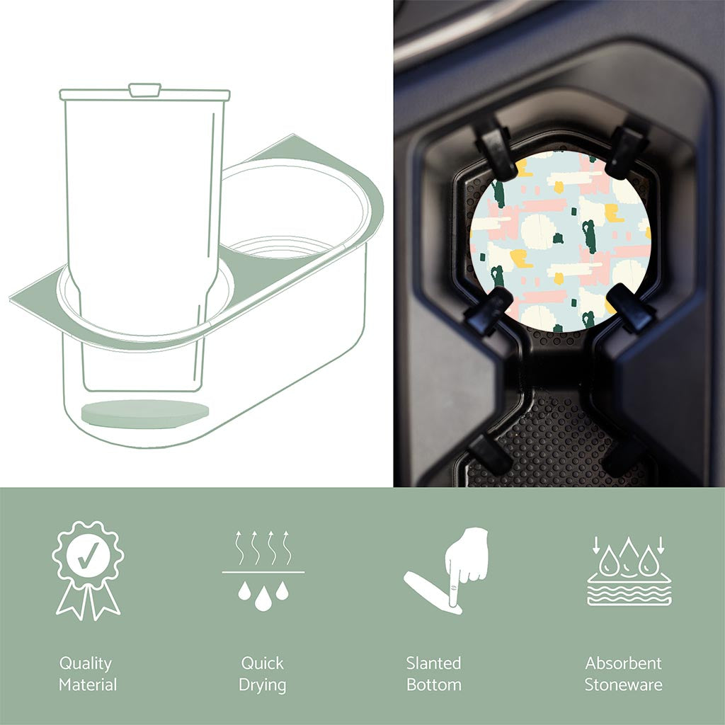 Car Coaster-Retro Painted Swatch Pattern 2 -6