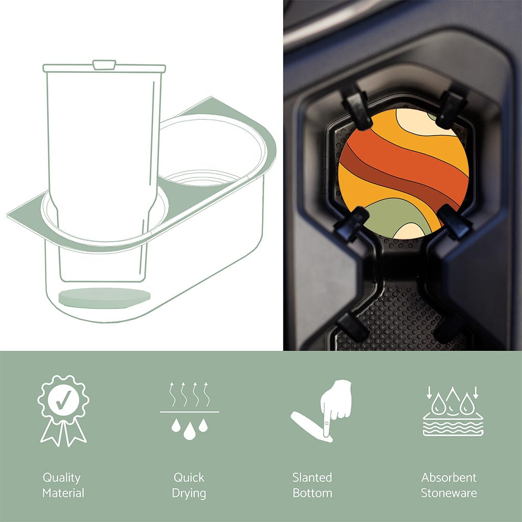 Car Coaster-Retro Rainbow Pattern 3 -6