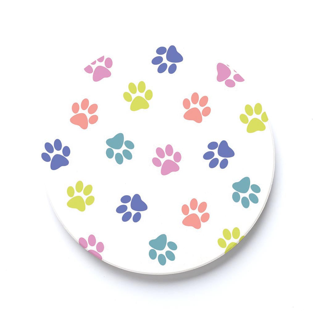 Car Coaster-Paw Pattern on White -0