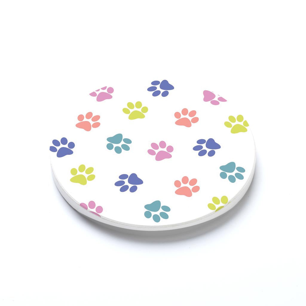 Car Coaster-Paw Pattern on White -1