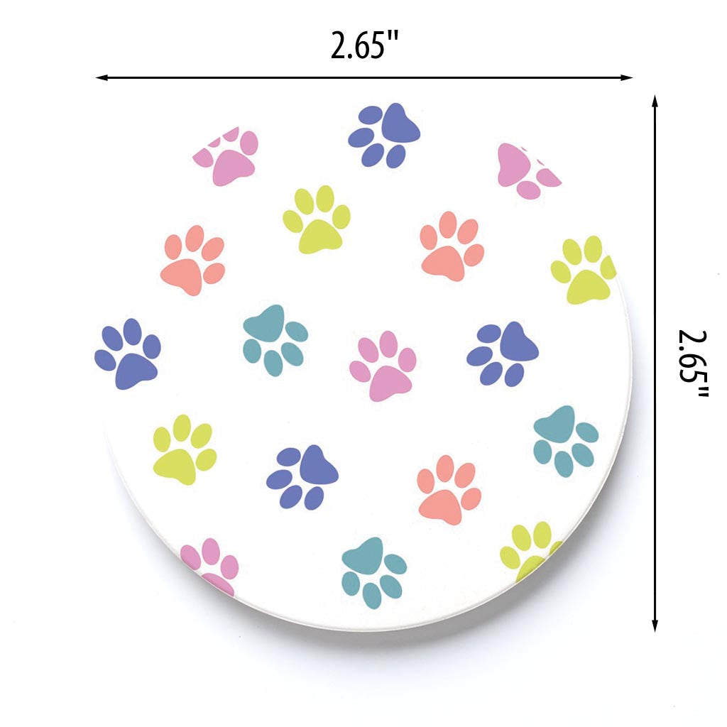Car Coaster-Paw Pattern on White -3
