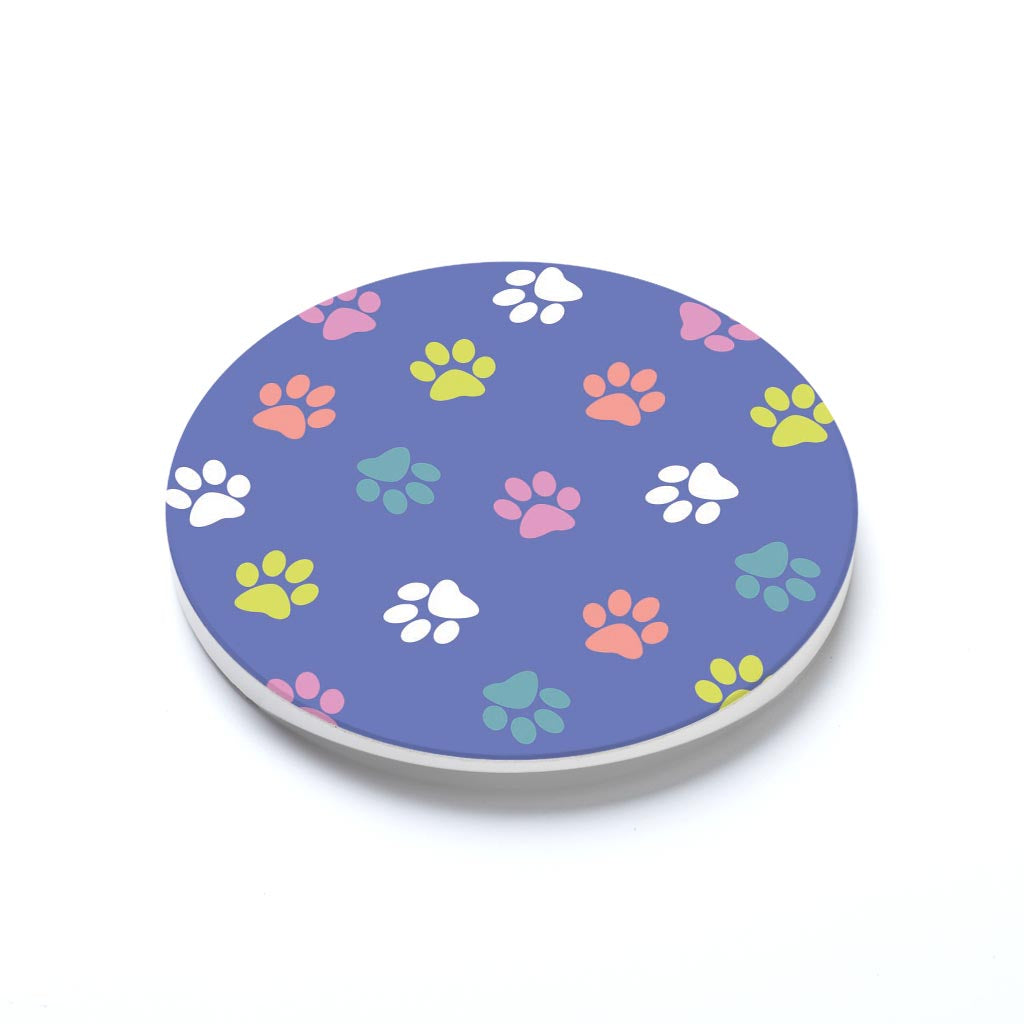 Car Coaster-Paw Pattern on Purple -1